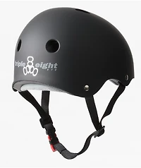 Triple Eight Dual Certified Black Rubber Skateboard Helmet