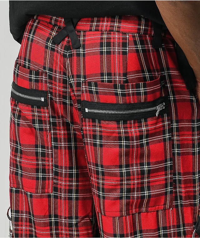 Tripp Nyc Pants Tripp Red Tartan Plaid Skinny Pants Tripp Nyc