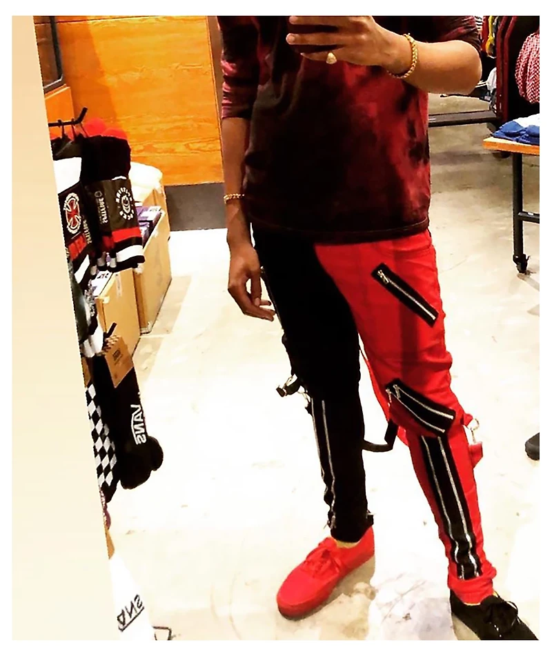 Tripp NYC Split Red & Black Bondage Pants