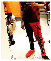 Tripp NYC Split Red & Black Bondage Pants