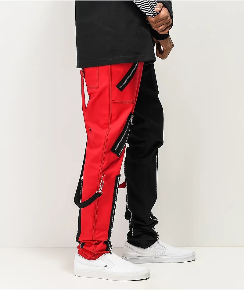 Tripp NYC Split Red & Black Bondage Pants