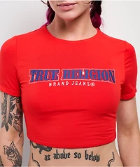True Religion Anniversary Crystal Spicy Red Crop T-Shirt
