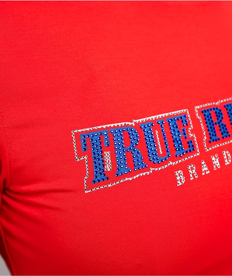 True Religion Anniversary Crystal Spicy Red Crop T-Shirt