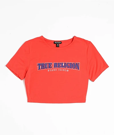 True Religion Anniversary Crystal Spicy Red Crop T-Shirt
