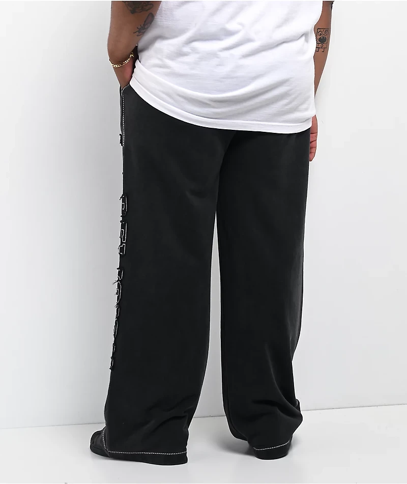 True Religion Appliqué Big T Black Wash Baggy Sweatpants