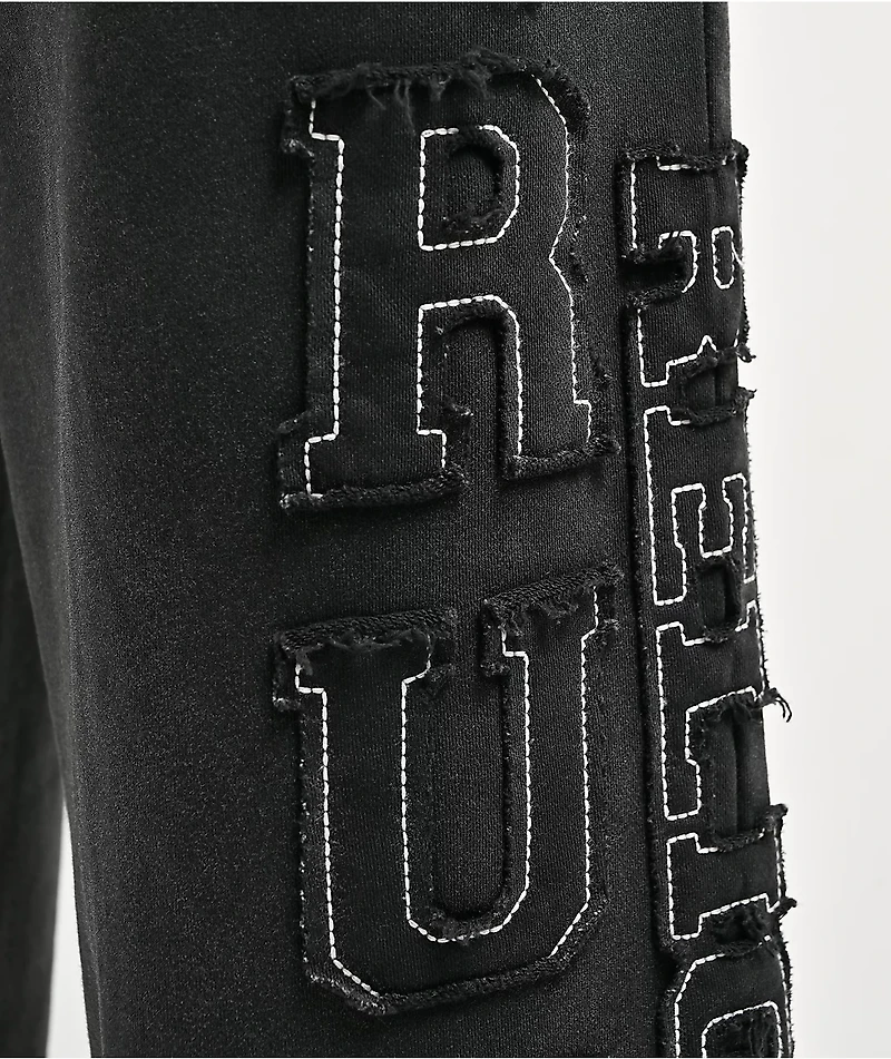 True Religion Appliqué Big T Black Wash Baggy Sweatpants