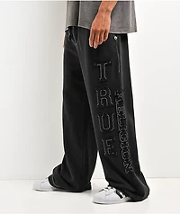True Religion Appliqué Big T Black Wash Baggy Sweatpants