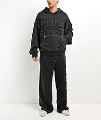 True Religion Appliqué Big T Black Wash Baggy Sweatpants