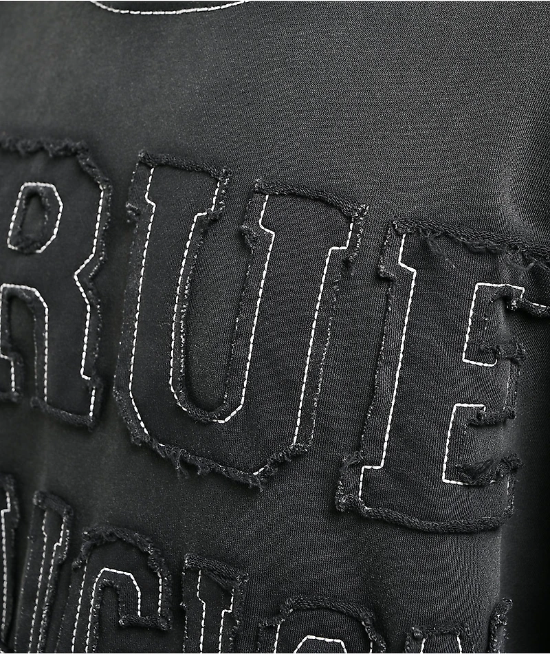 True Religion Appliqué Big T Black Wash Hoodie