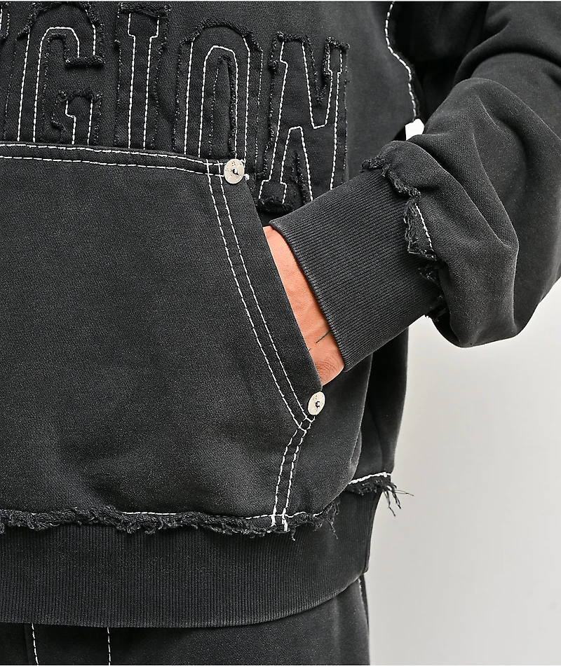 True Religion Appliqué Big T Black Wash Hoodie