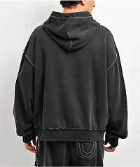 True Religion Appliqué Big T Black Wash Hoodie