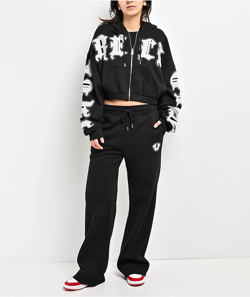 True Religion Applique Black Sweatpants
