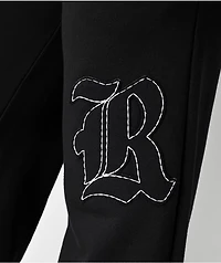 True Religion Applique Black Wide Leg Sweatpants