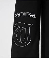 True Religion Applique Black Wide Leg Sweatpants