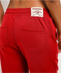 True Religion Applique Shrunken Red Sweatpants