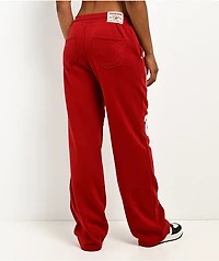 True Religion Applique Shrunken Red Sweatpants