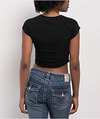 True Religion Arched Logo Black Mesh Top