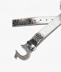 True Religion Argent Metallic Sage Horseshoe Silver Belt