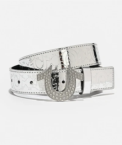 True Religion Argent Metallic Sage Horseshoe Silver Belt