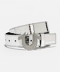 True Religion Argent Metallic Sage Horseshoe Silver Belt