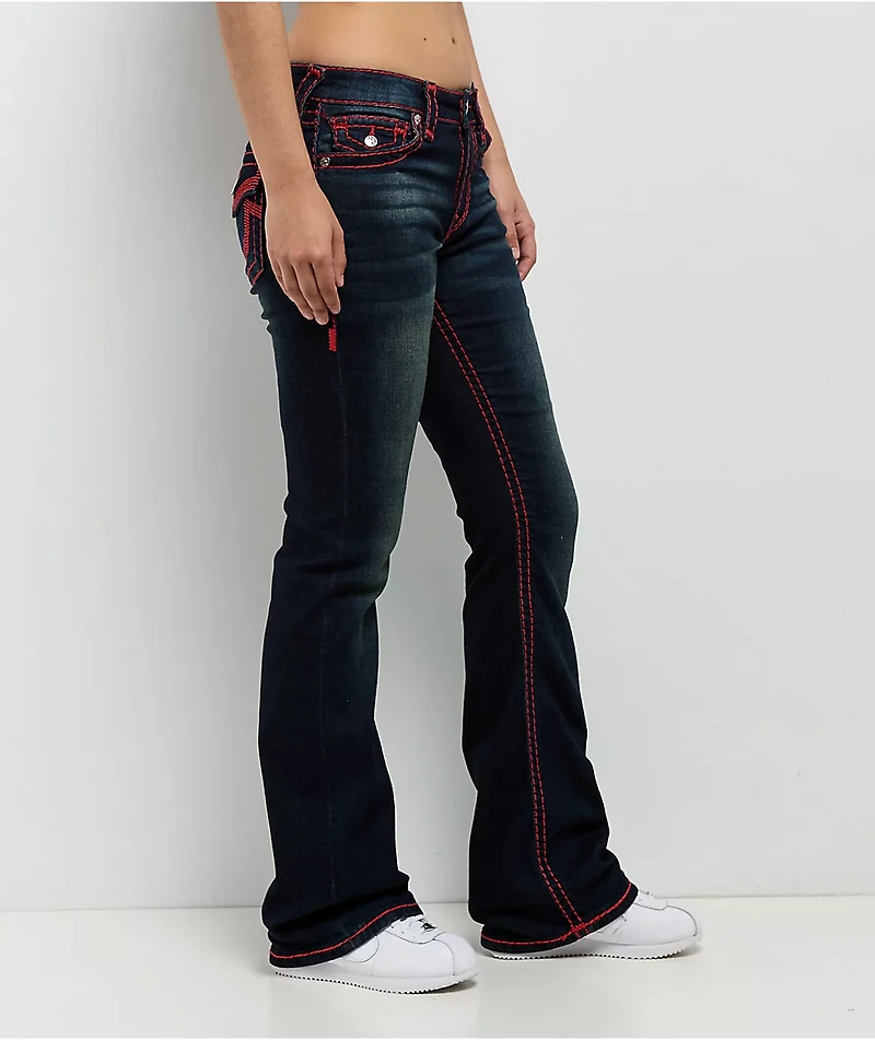 True Religion Becca Crystal Horseshoe Super T Indigo Twilight Bootcut Jeans