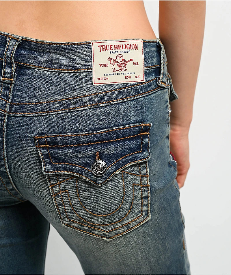 True Religion Becca Crystal Tattoo Dark Wash Mid Rise Bootcut Jeans