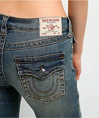 True Religion Becca Crystal Tattoo Dark Wash Mid Rise Bootcut Jeans