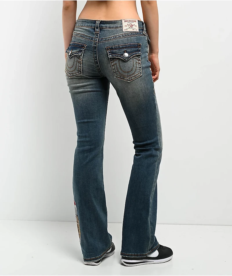 True Religion Becca Crystal Tattoo Dark Wash Mid Rise Bootcut Jeans