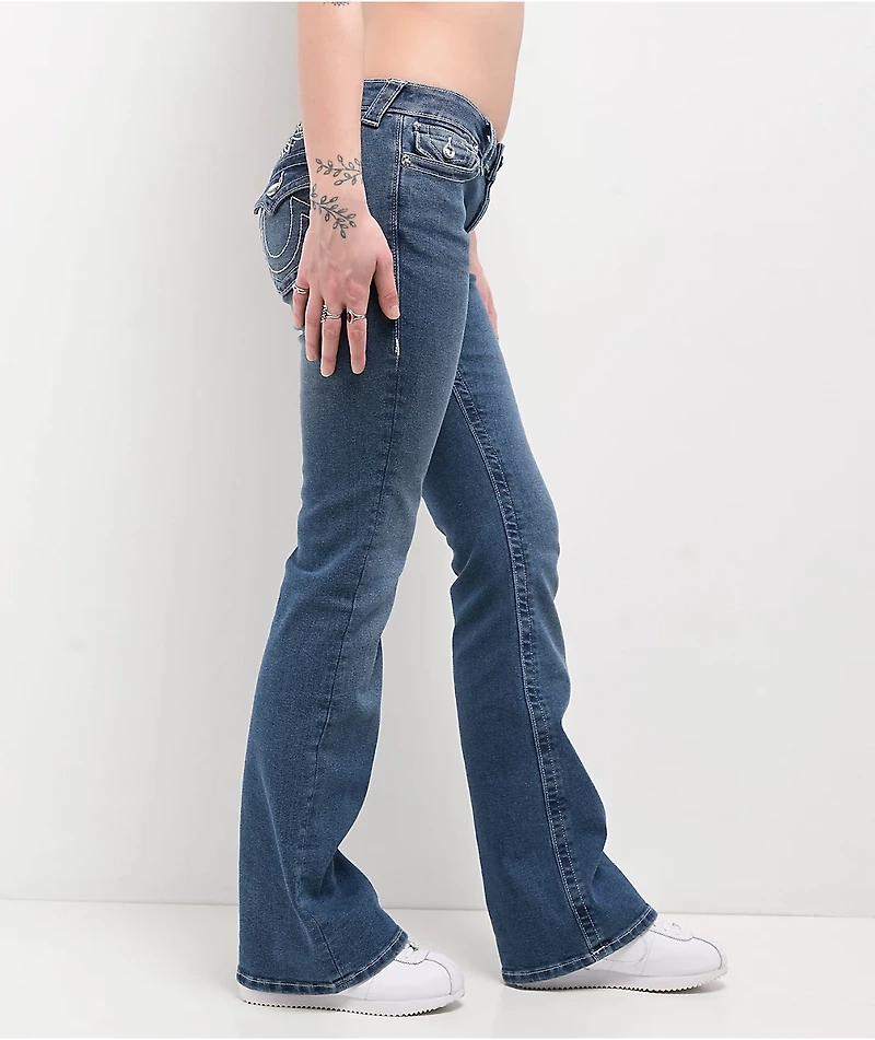 True Religion Becca Crystal Wing Marina Mid Rise Bootcut Jeans