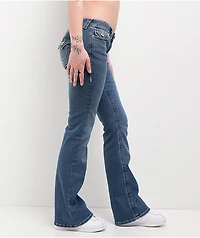 True Religion Becca Crystal Wing Marina Mid Rise Bootcut Jeans