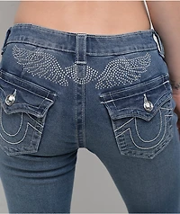 True Religion Becca Crystal Wing Marina Mid Rise Bootcut Jeans