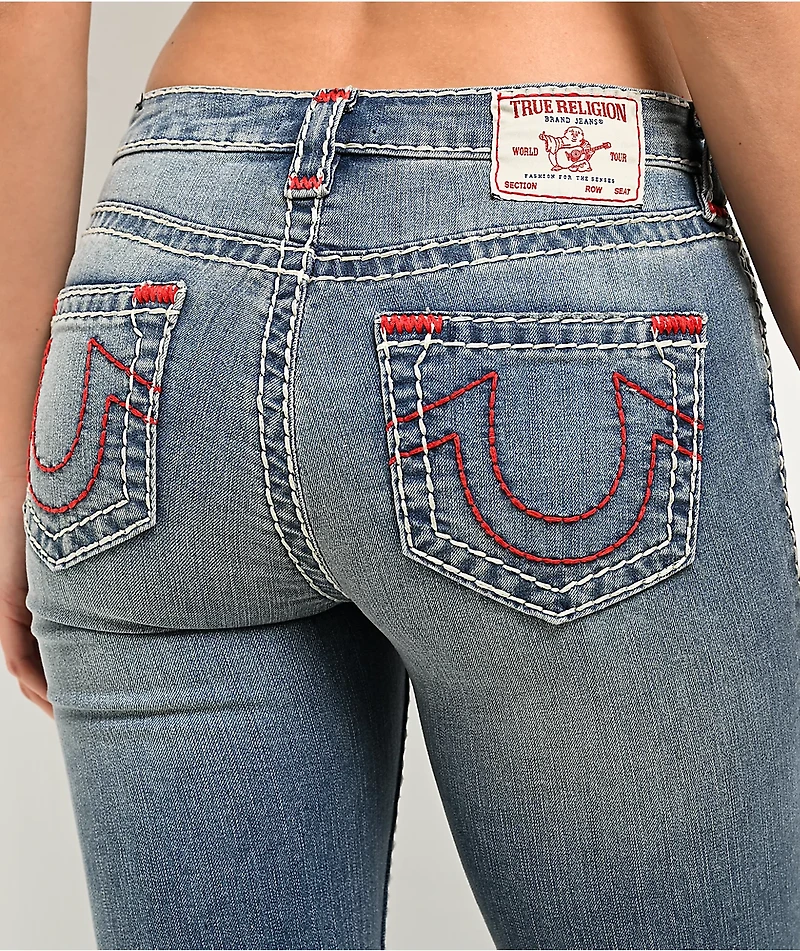 True Religion Becca Mid Rise Super T Crushed Lily Bootcut Jeans