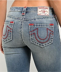 True Religion Becca Mid Rise Super T Crushed Lily Bootcut Jeans