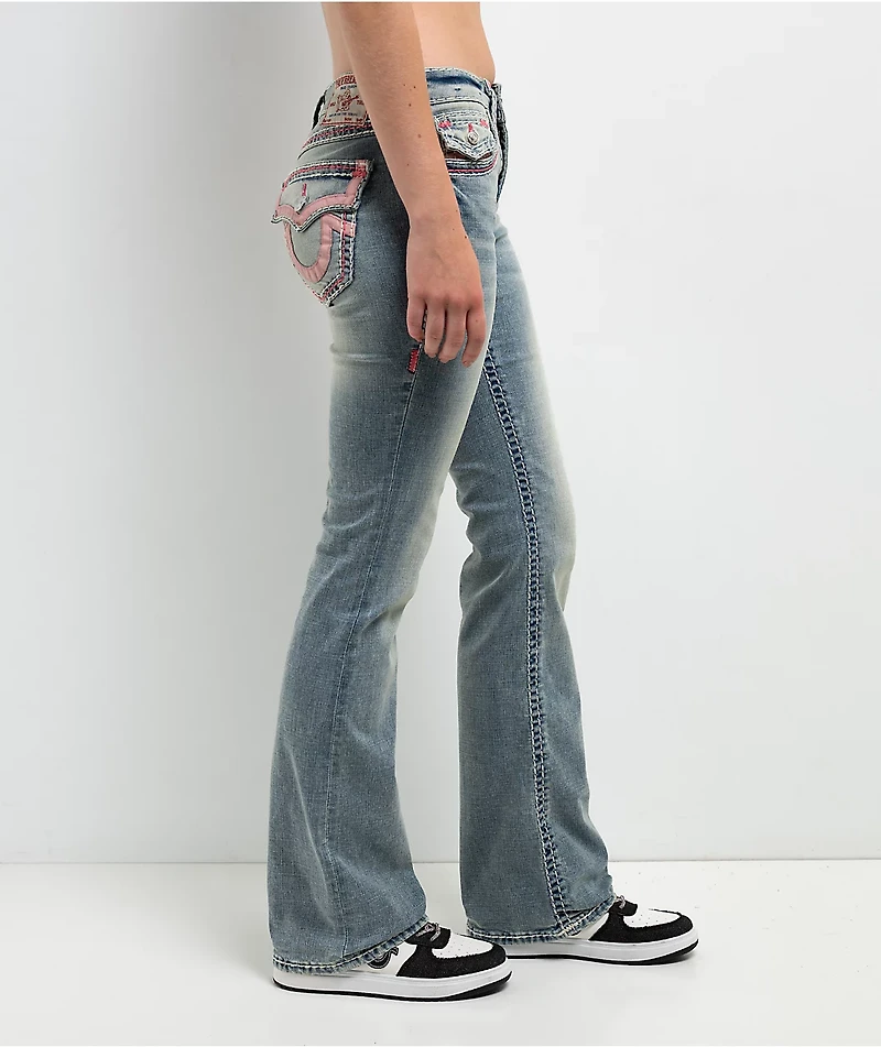 True Religion Becca Super T Applique Petal Bloom Bootcut Jeans