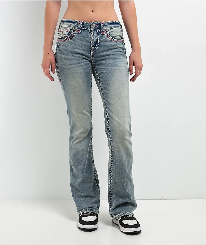 True Religion Becca Super T Applique Petal Bloom Bootcut Jeans