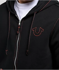 True Religion Big T Black & Red Zip Hoodie