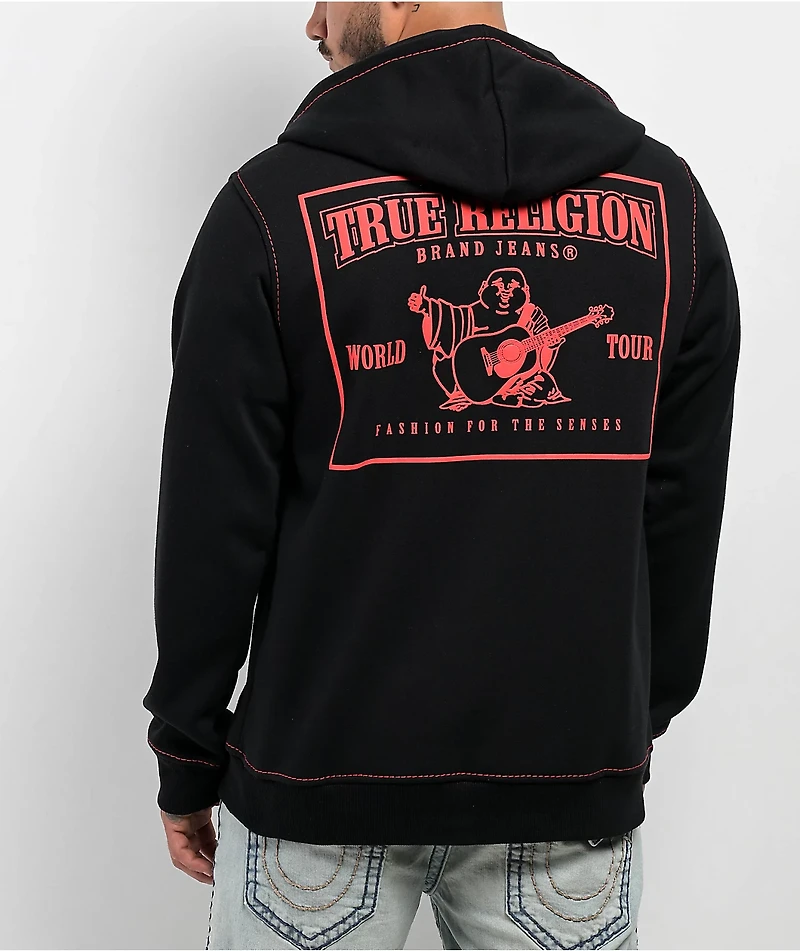 True Religion Big T Black & Red Zip Hoodie