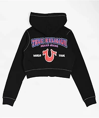 True Religion Big T Black Crop Zip Hoodie