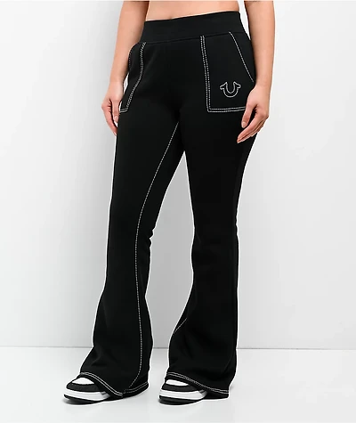 True Religion Big T Black Flare Sweatpants
