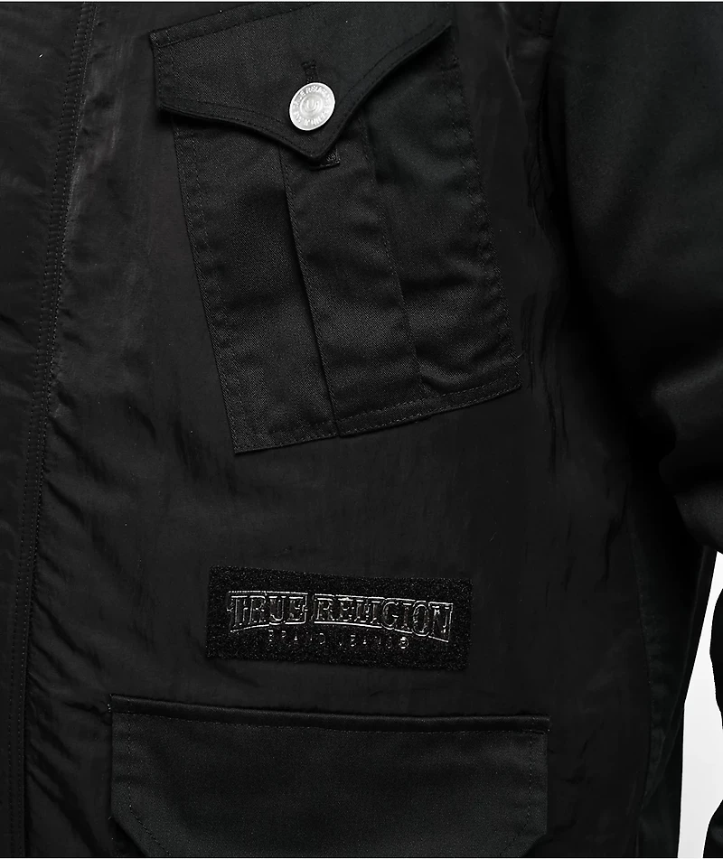 True Religion Big T Black Parka Jacket