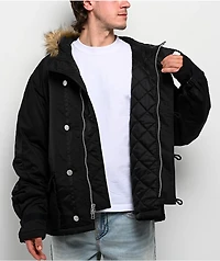 True Religion Big T Black Parka Jacket