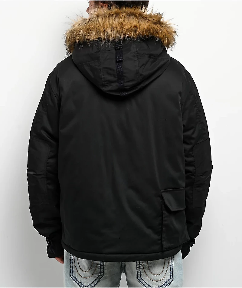 True Religion Big T Black Parka Jacket