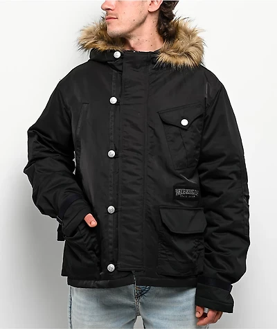 True Religion Big T Black Parka Jacket