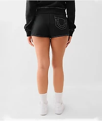 True Religion Big T Black Sweat Shorts