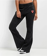 True Religion Big T Black Wash Low Rise Flare Sweatpants