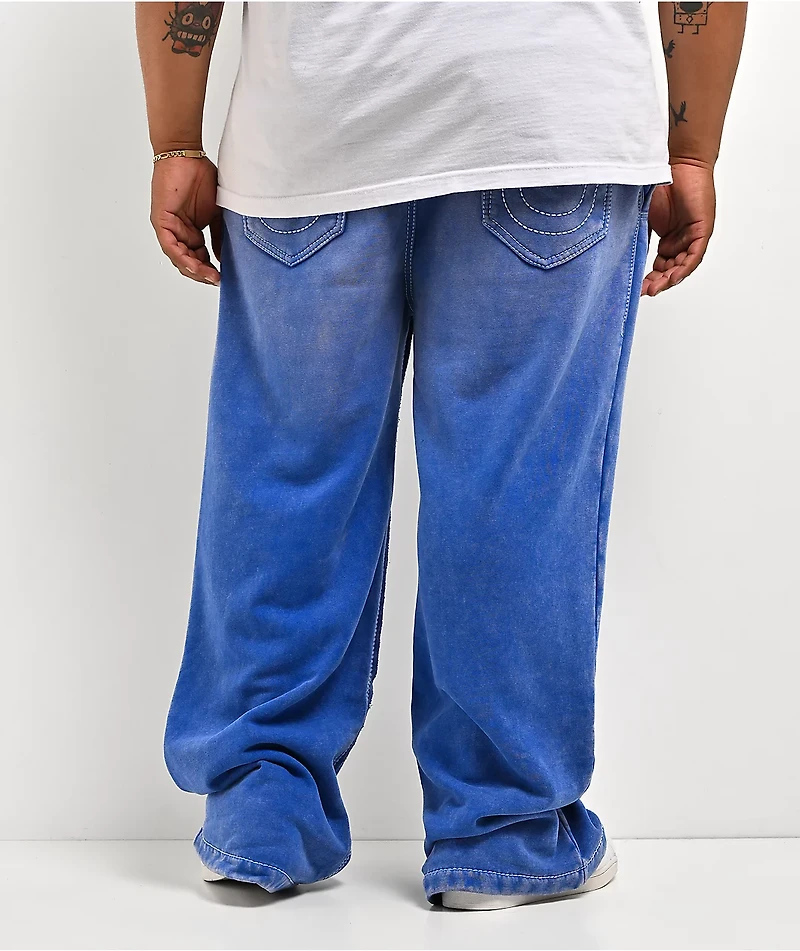 True Religion Big T Blue Wash Baggy Sweatpants