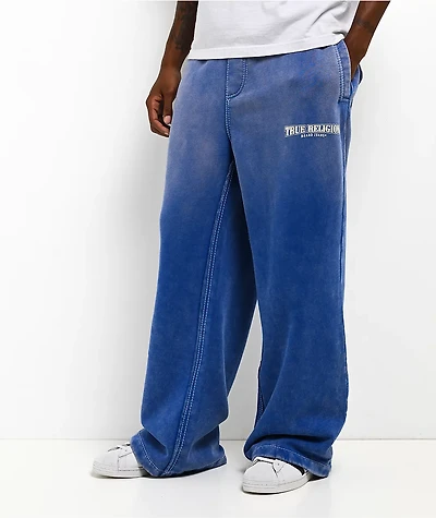 True Religion Big T Blue Wash Baggy Sweatpants