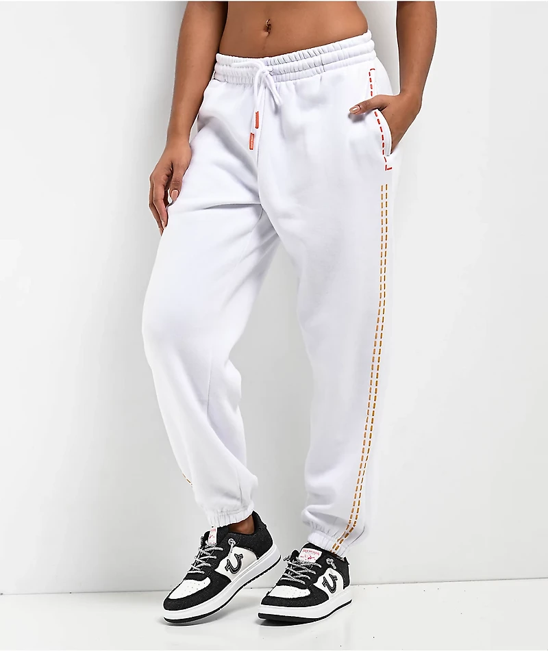 True Religion Big T Boyfriend White Jogger Sweatpants