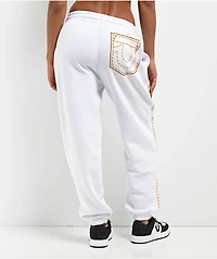 True Religion Big T Boyfriend White Jogger Sweatpants