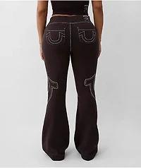 True Religion Big T Brown Low Rise Flare Sweatpants
